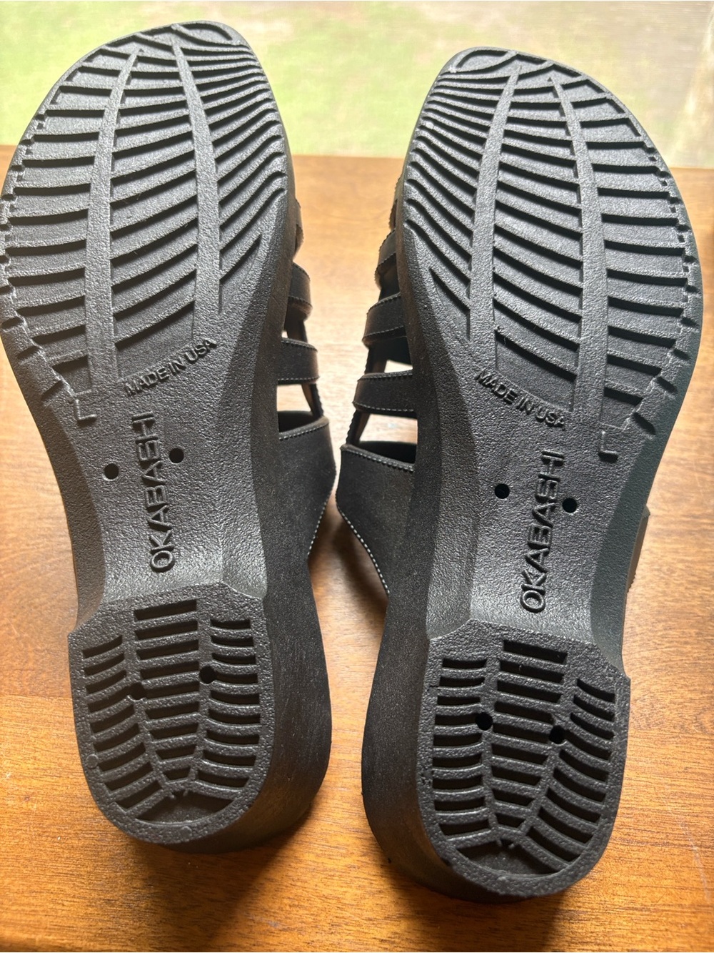 Okabashi Black Women's Wedge Strappy Slide Sandals size L NWOT - Picture 4 of 10